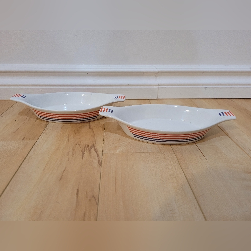 2 Small Vintage Northland Ceramic Oval Serving Dishes, Made In Japan